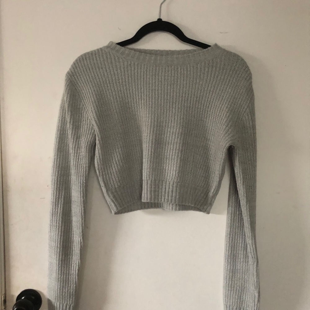 Grey Knit Cropped Ardenes Sweater